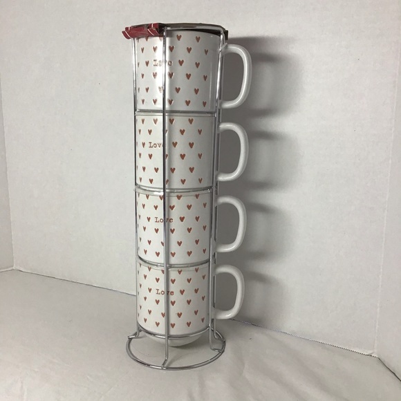 Belle Maison Other - Stacking “Love” mugs with metal holder